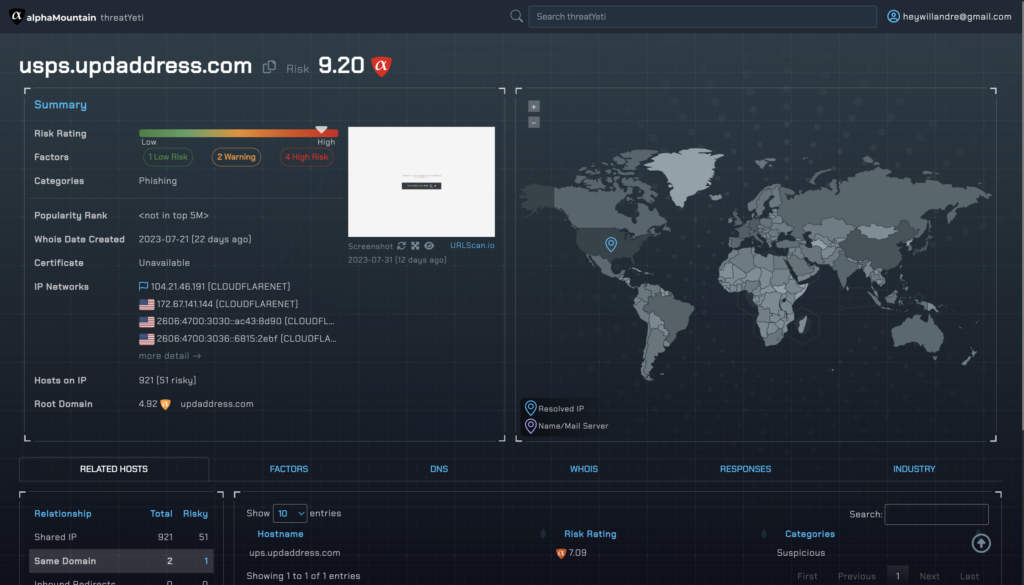 Detect phishing sites with threatYeti